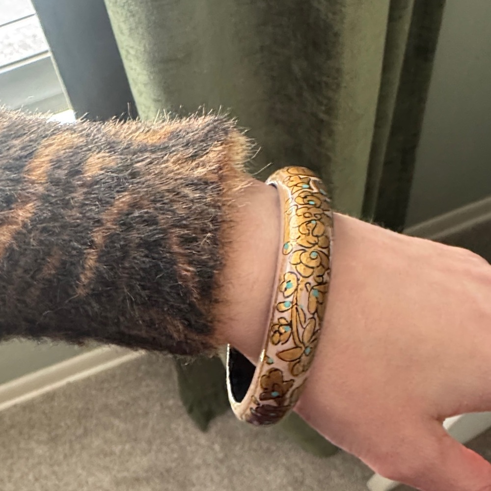 Hand painted wooden cuff bracelet